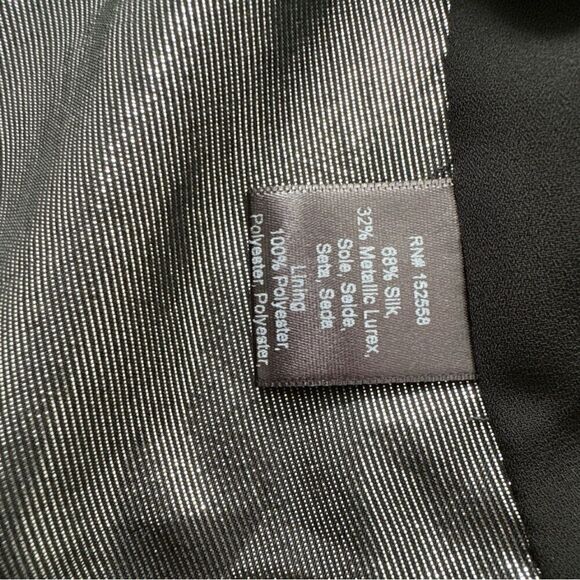 Anthropologie Delfi Collective Metallic Mixed Design Silk Blouse Small Tie Front - Picture 10 of 11